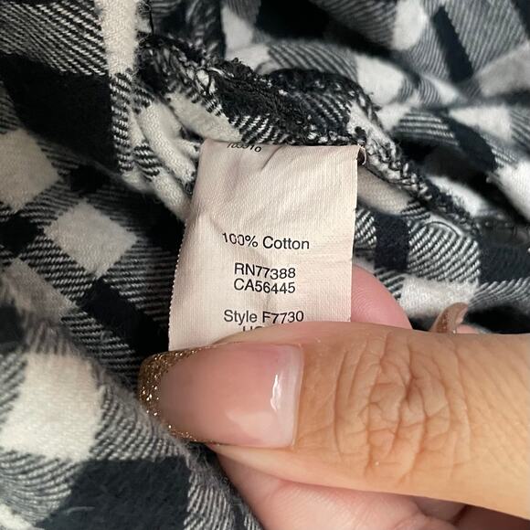 Madewell Top Womens Medium Black White Bridgeport Check Flannel Shirt Button Up - Picture 11 of 12